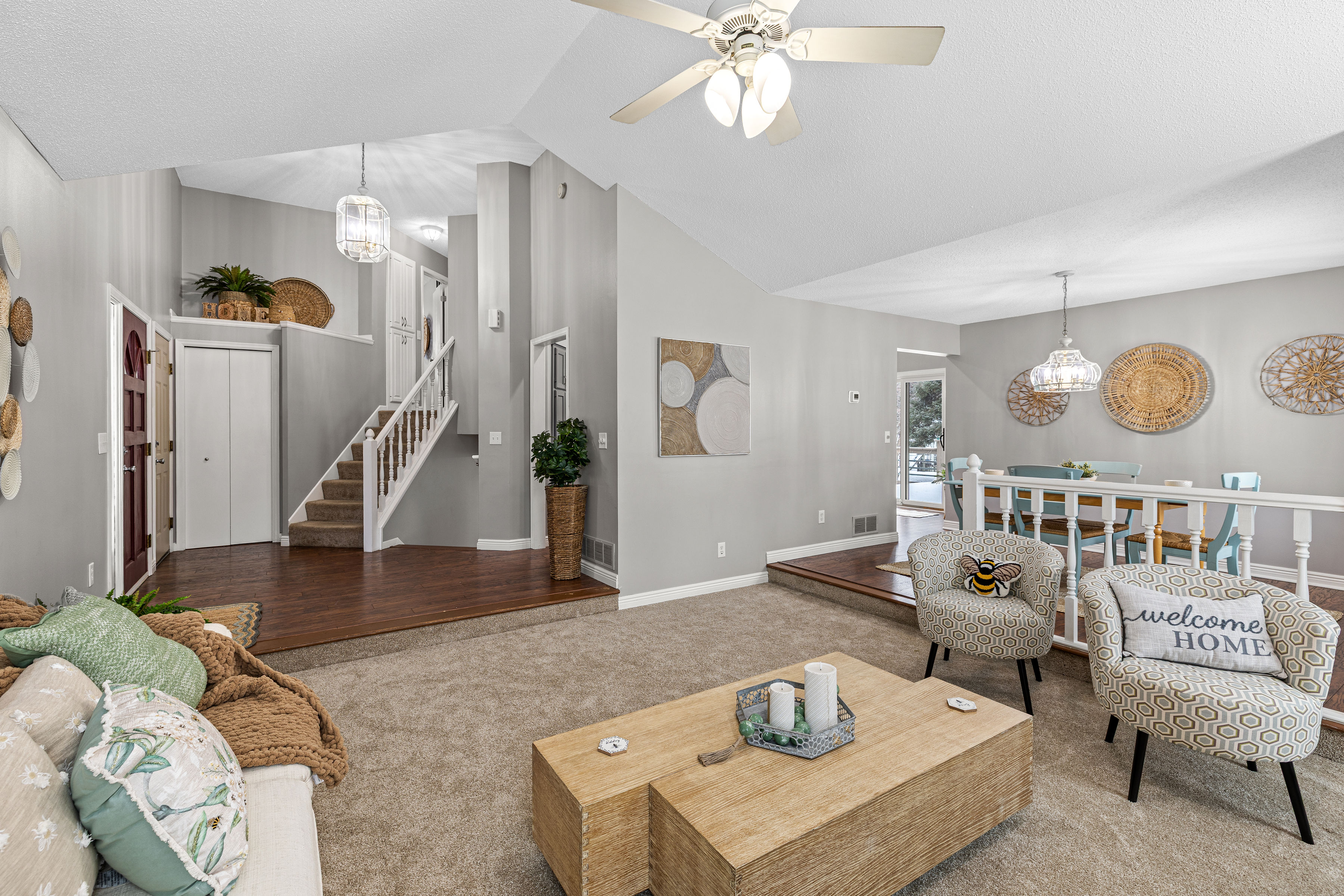 Staged living room after